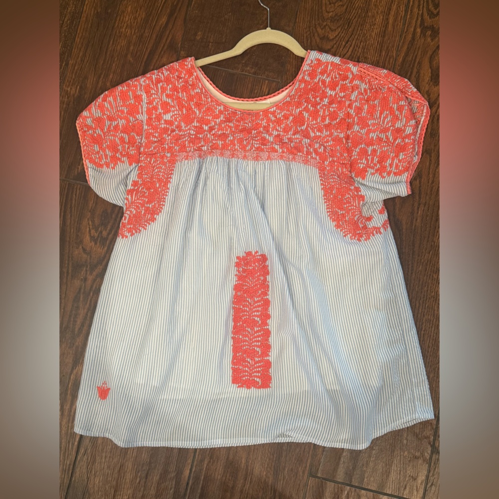 Striped Top with Coral Accents